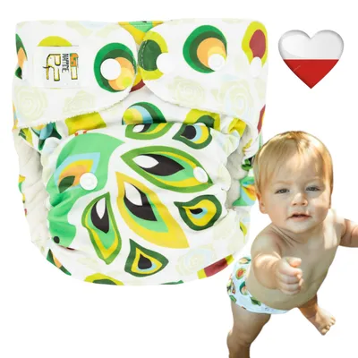 Image de Couches lavables NappiMe en bambou, motif paon, réutilisables