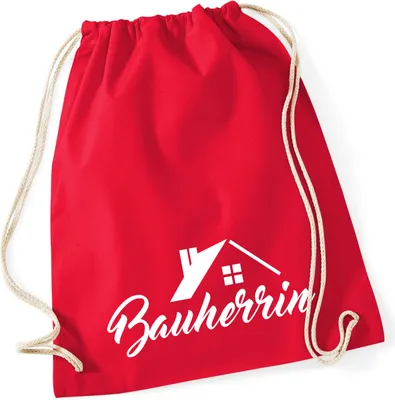 Produktbild von Huuraa Turnbeutel Bauherrin 12 Liter Classic Red Baumwolle Rucksack Geschenkidee
