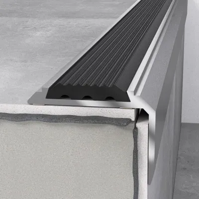 Produktbild von Treppenprofil 46x30x1200 mm Silber mit Einlage Treppenkante Aluminium Aluminiumprofil Winkel