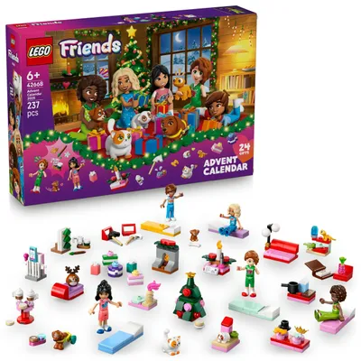 Productafbeelding van LEGO Friends Adventskalender 2025 - Kerstmis speelgoed met 24 verrassingen, inclusief 5 minifiguren, 5 dierenfiguren en veel accessoires - Cadeau voor kinderen, jongens en meisjes vanaf 6 jaar - 42668