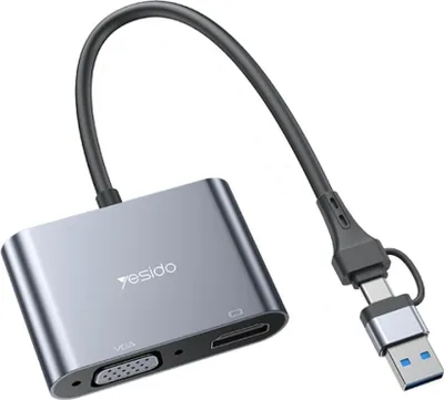 Obrázok produktu pre Adaptér Yesido USB-A/USB-C na HDMI/VGA, rozbočovač obrazovky
