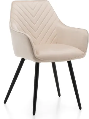 Produktbild von NEW HOME Stuhl VASTO gespolsterter Esszimmerstuhl Wohnzimmerstuhl mit Steppung - beige - moderne Samt Velours Möbel