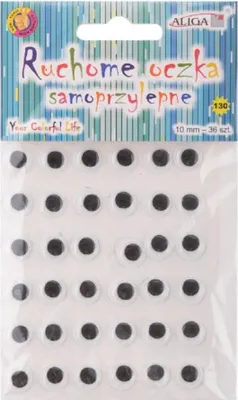 Zdjęcie produktu dla Ruchome, okrągłe oczy samoprzylepne, 10 mm, 36 szt.