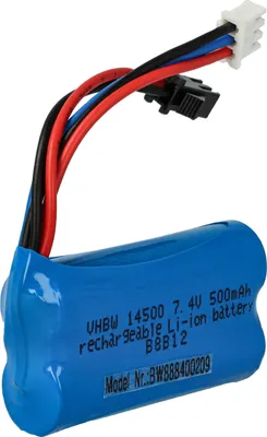 Produktbild von vhbw Akku kompatibel mit SM-2P Stecker für Modellbau z.B. Racing Car, Helikopter, Flugzeug (500mAh, 7,4V, Li-Ion, 54 x 28 x 14,5 mm)