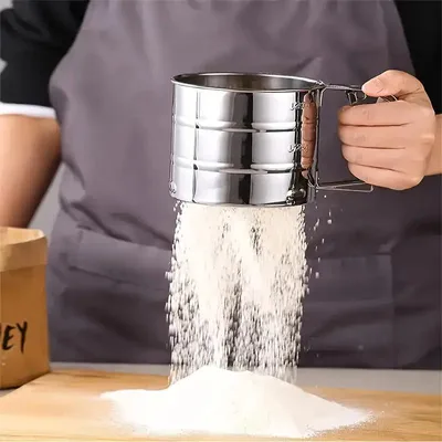 Produktbild von Mehlsieb, 250G Puderzuckerstreuer, Mehlsieb, Edelstahl Feines Mehlsieb Mit Einhanddrücker
