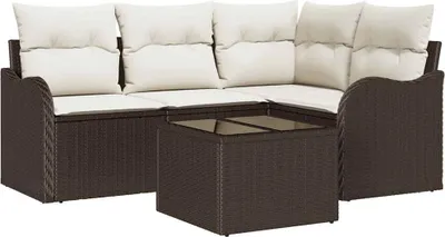 Immagine prodotto di Set divano da giardino vidaXL in polyrattan marrone