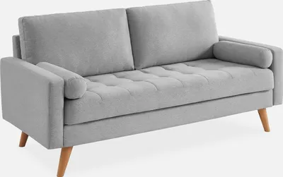 A light gray sofa is shown against a white background.