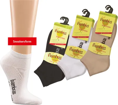 Produktbild von SNEAKERSSOCKEN "BAMBUS" SUPERWEICH Damen und Herren 43-46 weiß 3 Paar