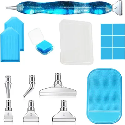Produktbild von Diamond Painting Zubehör Stift, 18-teiliges 5D-Diamant-Malerei-Set, 6 Stile, Metall-Bohrstift-Ersatzköpfe