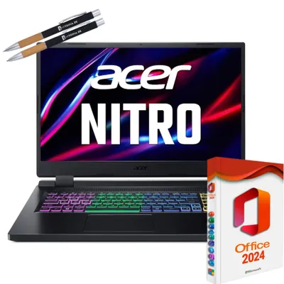 Produktbild von Gamer / CAD Acer Nitro 5 AN517-55 - Intel Core i7 - 64GB DDR5-RAM – 2000GB SSD - Windows 11 Pro + MS Office 2024 Pro - 44cm (17.3") Full HD IPS S