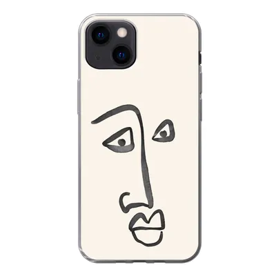 Produktbild von MuchoWow® Handyhülle Schutzhülle Hülle für iPhone 13 mini Gesicht - Augen - Strichzeichnung Silikon Softcase Handy Hülle - Softcase