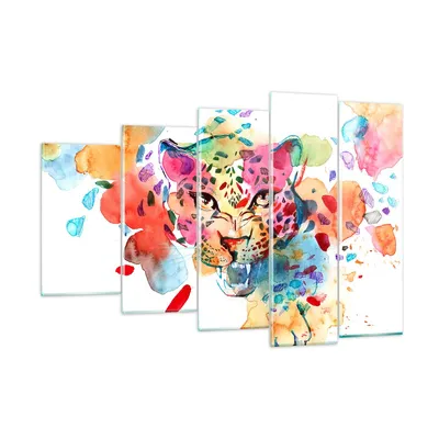 Produktbild von Bilder auf glas - Farbe Konzept Katze - 150x100cm - Glasbilder - Wandbilder - Kunstdruck - zum Aufhängen bereit - Wanddekoration aus Glas - Glas Bilder - Wandbild auf Glas - 5 Teile - GEG150x100-3068