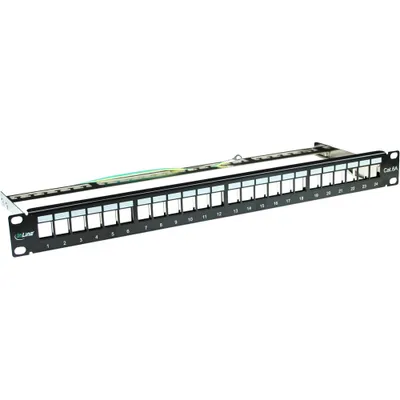 Produktbild von InLine Patchfeld Leerblech 24-fach, für Keystone Snap-In 19"/1HE, schwarz, Cat6a, Rackeinbau, 1U, Schwarz, 718 g, 190 mm