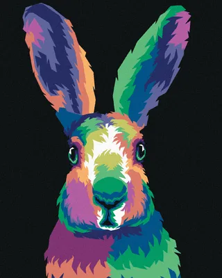 Produktbild von Zuty - Malen nach Zahlen - POP-ART-KANINCHEN AUF SCHWARZEM HINTERGRUND, 40x50 cm, mit Keilrahmen (bereits gespannt)