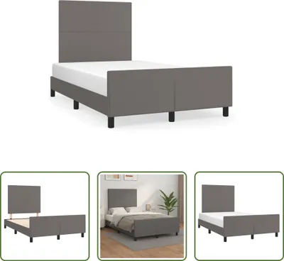 Produktbild von The Living Store Bettgestell mit Kopfteil Grau 120x190 cm Kunstleder