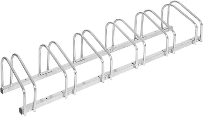 Produktbild von WOLTU Fahrradständer, aus Metall, für 6 Fahrräder, Silber, 160.5x32x27cm