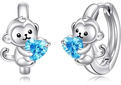 Produktbild von Creolen 925 Sterling Silber mit Rosa Zirkonia für Damen Mädchen Kinder Tier Motiv