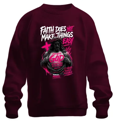 Productafbeelding van "Met God is alles mogelijk," Japan, Y2K, Christelijk gebed, sweatshirt, trui, bordeauxrood, maat M