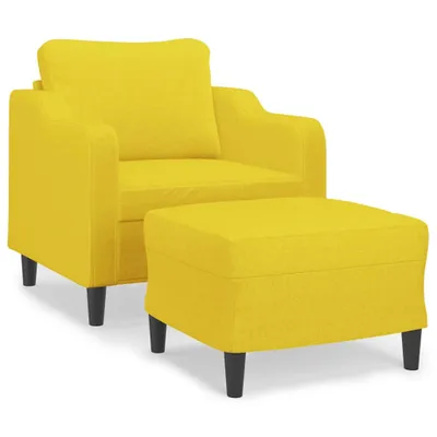 Obrázok produktu pre vidaXL Kreslo s taburetom Svetložltá 60 cm Látka