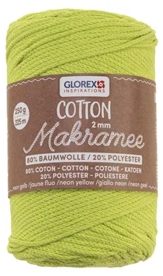Obrázek produktu pro GLOREX Macrame Bavlna neon yellow 2mmx225m 250g
