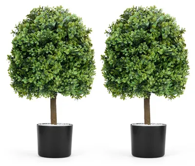 Produktbild von Künstliche Pflanze Buchsbaum 60 cm, 2er Set, Kunststoff, für Garten