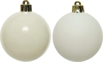 Produktbild von Weihnachtskugeln Kunststoff 6cm 12 Stück - Wollweiß