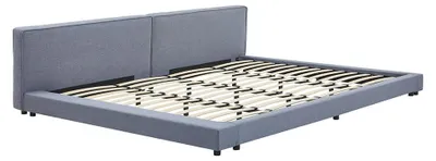 Produktbild von HOME DELUXE Bett mit Ablage GALAXIS - Grau 270 x 200 cm - inkl. Lattenrost | bodentiefes Designbett, Familienbett, Polsterbett, Futonbett
