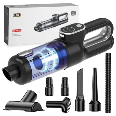 Produktbild von Handstaubsauger, Kabelloser Autostaubsauger und Druckluftreiniger, 12000 Pa Handstaubsauger mit bürstenlosem 100-W-Motor, wiederaufladbarer 6000-mAh
