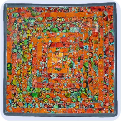 Image de Bol en mosaïque Bol en argile Bol en verre Bol déco Mosaïque artisanat pierres en verre Déco carré multicolore grand, orange