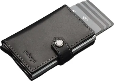 Produktbild von Herren Leder Geldbörse Schwarz mit RFID-Schutz, Kartenauswurf und 8 Kartenfächern