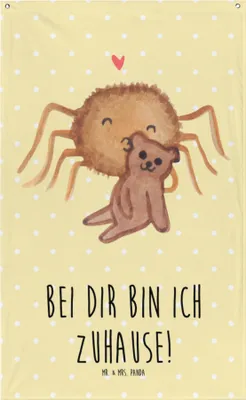 Produktbild von Mr. & Mrs. Panda Wandteppich Spinne Agathe Teddy - Gelb Pastell - Geschenk, Liebesgeschenk, Boho, Miteinander, Dankeschön, Tapestry, Hängedeko, Verliebt, Tapisserie