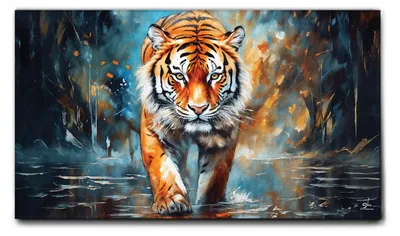 Image de Giallobus - 65 - Tigre - Giallobus - 100L x 60l cm - Tableau - Toile à cadre standard