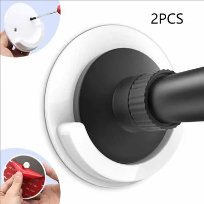 Produktbild von 2er-Pack Duschvorhangstangenhalterungen, 8 cm Durchmesser, universeller 3M-Duschvorhangstangenhalter aus Acryl (Duschvorhangstange nicht im Lieferumfang enthalten)