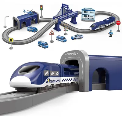 Productafbeelding van Treinbaan treinspeelset - 66 onderdelen - Blauw - Elektrische trein