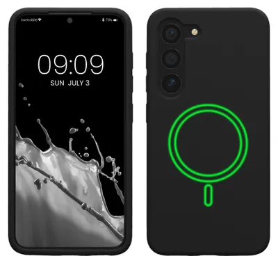 Produktbild von kwmobile Hülle kompatibel mit Samsung Galaxy S23 Hülle - magnetisches Silikon Case kompatibel mit MagSafe - Cover gummiert Schwarz