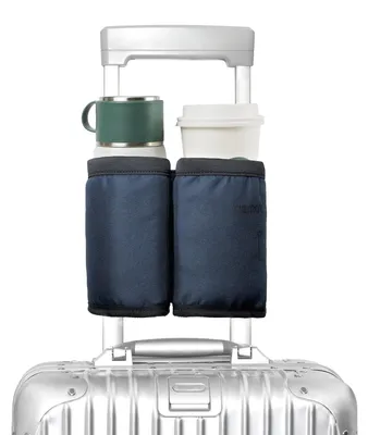 Image de Porte-gobelet valise - Support gobelet pour bagage - 2 compartiments gobelets - Compartiment téléphone - Fixation sur valise - Voyage