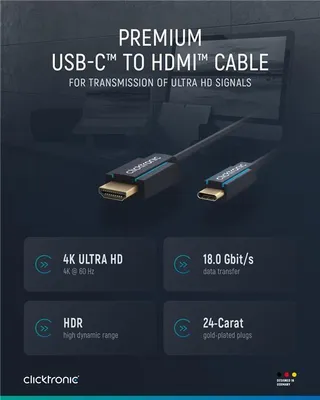 Produktbild von USB-C™-auf-HDMI™-Adapterkabel, 4K/60Hz. Kabellänge 1 m