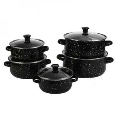 Image de Ensemble 10 pieces marmites et cocottes de cuisine avec couvercle en verre Herzberg HG04128