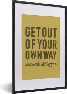 Produktbild von MuchoWow® MuchoWow® Gerahmtes Poster Jahrgang - Text - Gelb 40x60 cm - Poster mit zchwarzem Bilderrahmen - Poster in Rahmen