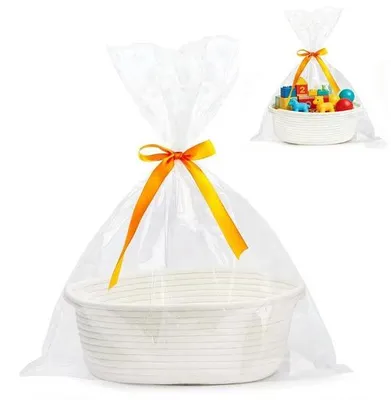 Productafbeelding van Gevlochten geschenkmand 30 x 20 x 12 cm - leeg - voor verjaardagen en feestdagen - m-winkel