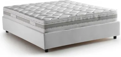 Produktbild von Doppelbett Daajj, Containerbett mit Stoffbespannung, 100%  Italy, Frontöffnung, inklusive Matratze 140x190 cm, Weiß