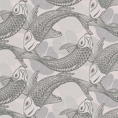 Produktbild von Livingwalls asiatische Tapete Metropolitan Stories Tapete mit Fischen Mio Tokio Vliestapete grau weiß schwarz 10,05 m x 0,53 m