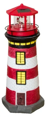 Produktbild von Gartendeko Leuchtturm mit Solar 82 cm, handbemalte Gartenfigur rot,weiß