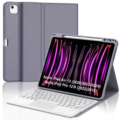 Zdjęcie produktu dla Etui na klawiaturę dla modeli 6., 5., 4. i 3. generacji z touchpadem. Kompatybilne z: Pro 6 (2022), Pro 5 (2021), Pro 4 (2020), Pro 3. Kolor: fioletowy