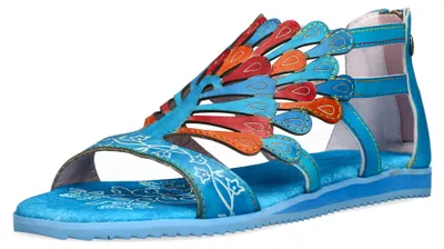 Produktbild von Laura Vita Damen Sandale Hochfront Pfau Cut-Outs Feclicieo 0321, Größe:41 EU, Farbe:Blau