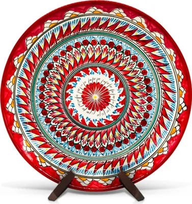 Produktbild von Lagan - Mehrob А2, Rischtan Keramik, Ø 37 cm Glasur Teller Handarbeit Oriental Usbekische