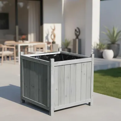Produktbild von 50x50 Blumenkübel Pflanzkasten Blumentrog Blumentopf Blumenkübel Übertopf grau
