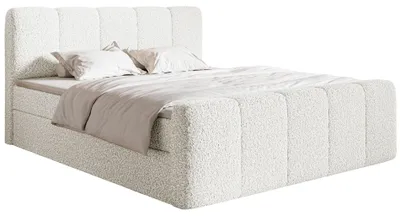 Image de Selsey Cloudy II - Lit Boxspring 180x200 cm, avec sommiers à lattes et topper, Bouclé Crème