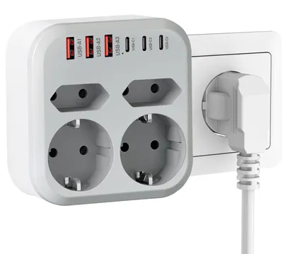 Produktbild von Ladron Steckdosenleisten, 10-in-1, Steckdosenleiste mit 6 USB-Steckern, 2 Schuko
