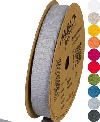 Baumwollband 20 mm x 20 m, gewebt, 100% Baumwolle, grau